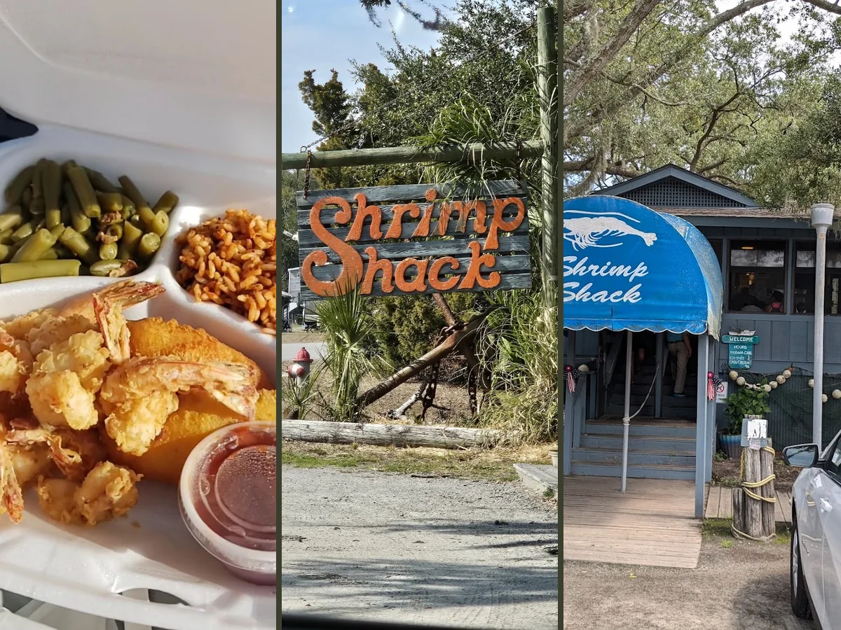 Informal porch tables at Shrimp Shack.