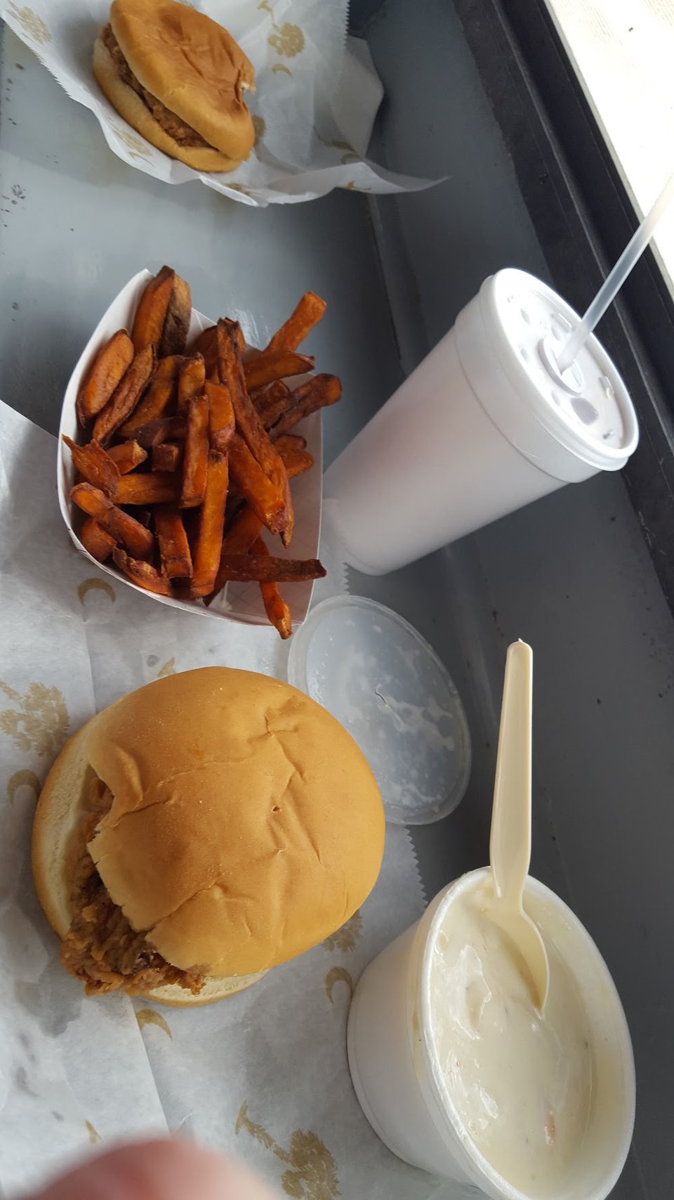 Flounder Sandwich Sweet Potato Fries