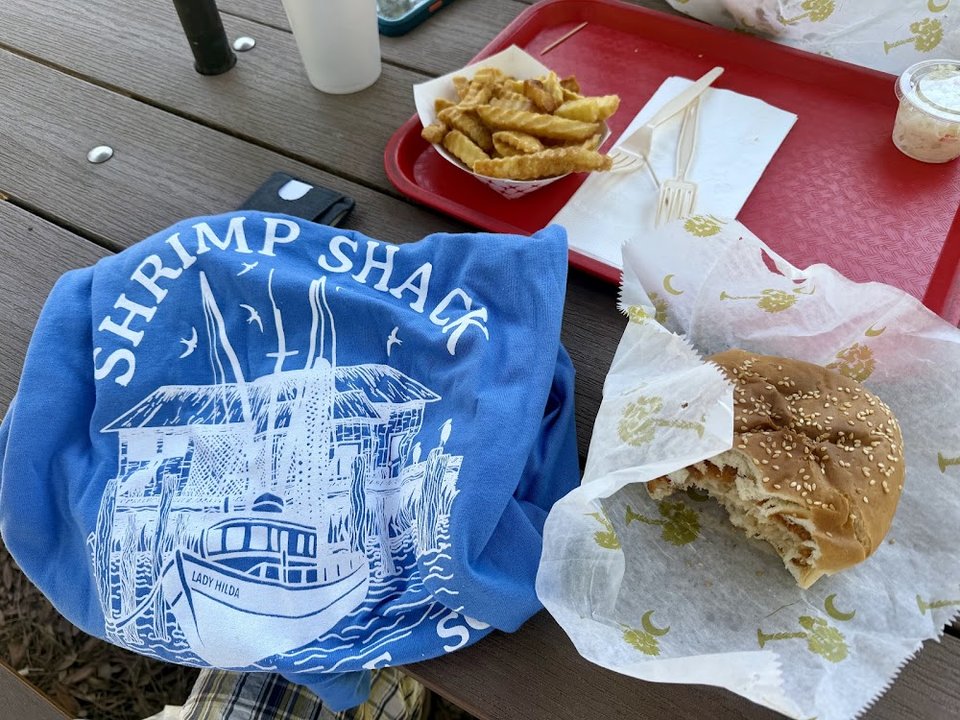 Super Shrimp Burger and Crinkle Fries